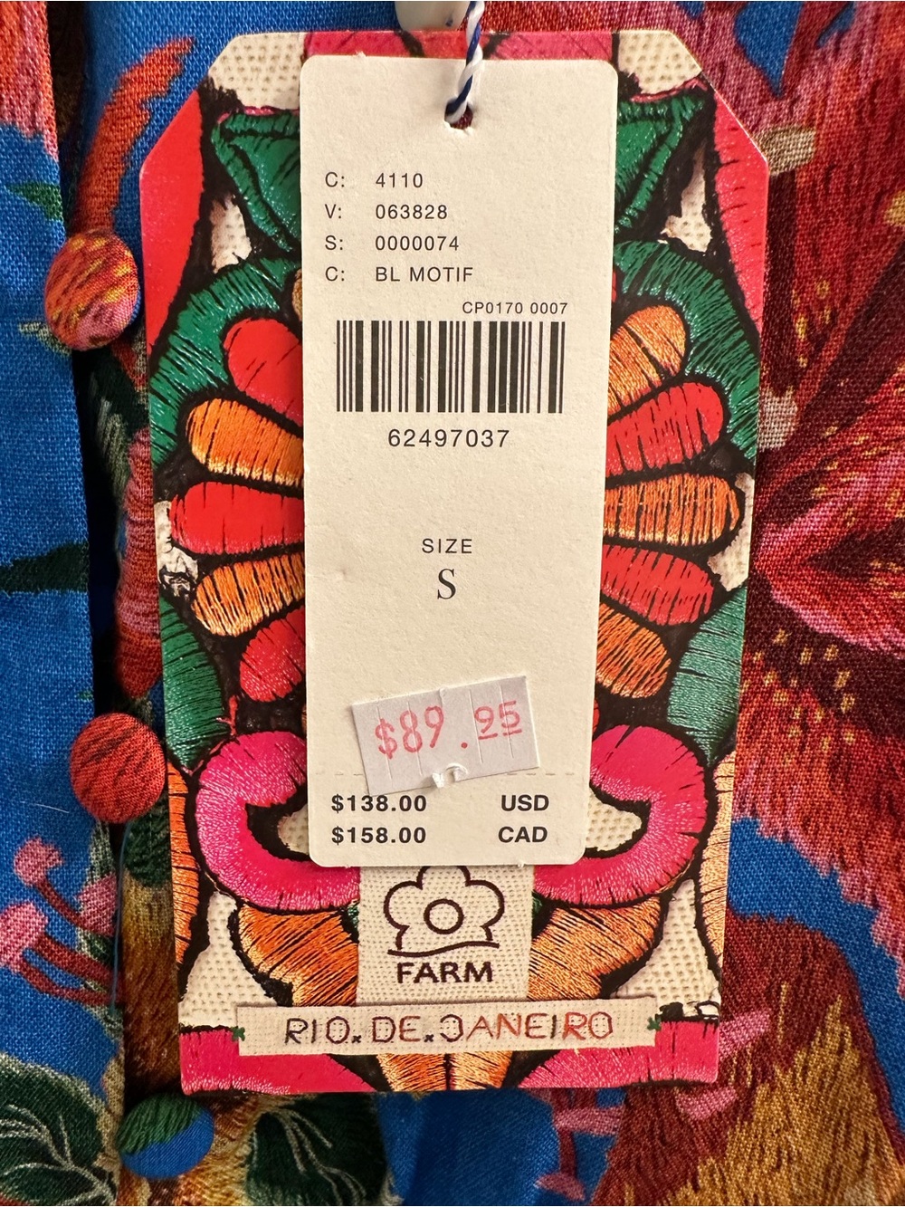 Anthropologie Blue Floral Off-Shoulder Camisole - Picture 4 of 11